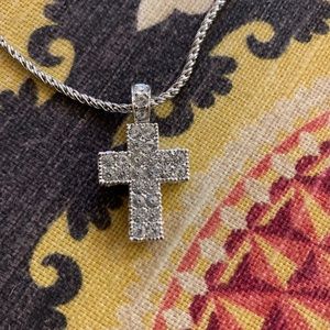 NIB Swarovski silver/rhodium crystal cross pendant
